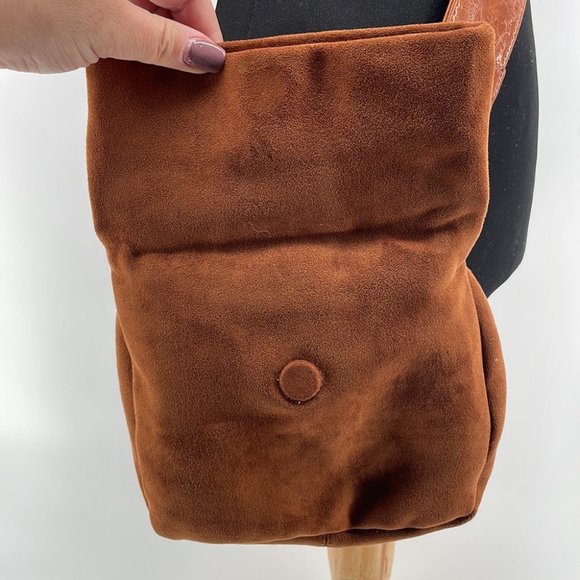 Anthropologie Cocoa Blake Wide Strap faux Suede Leather Crossbody Bag brown - Picture 11 of 13